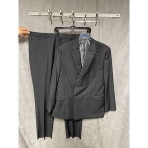 NWOT Vinci Suit Men‎ 50R Gray Double Breasted Academia W44 Pants Unhemmed Luxury